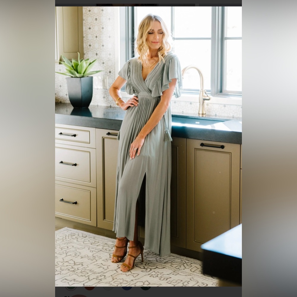 Baltic born Sage Deep V Maxi Dress